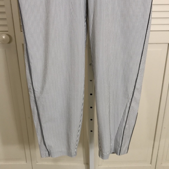 Athleta Brooklyn Textured Ankle Pant City Stripe Black/Sea Size 8 Petite - Picture 5 of 14